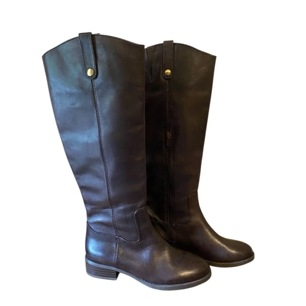 INC International Concepts Tall Dark Brown Leather Riding Boots NWOB size 5